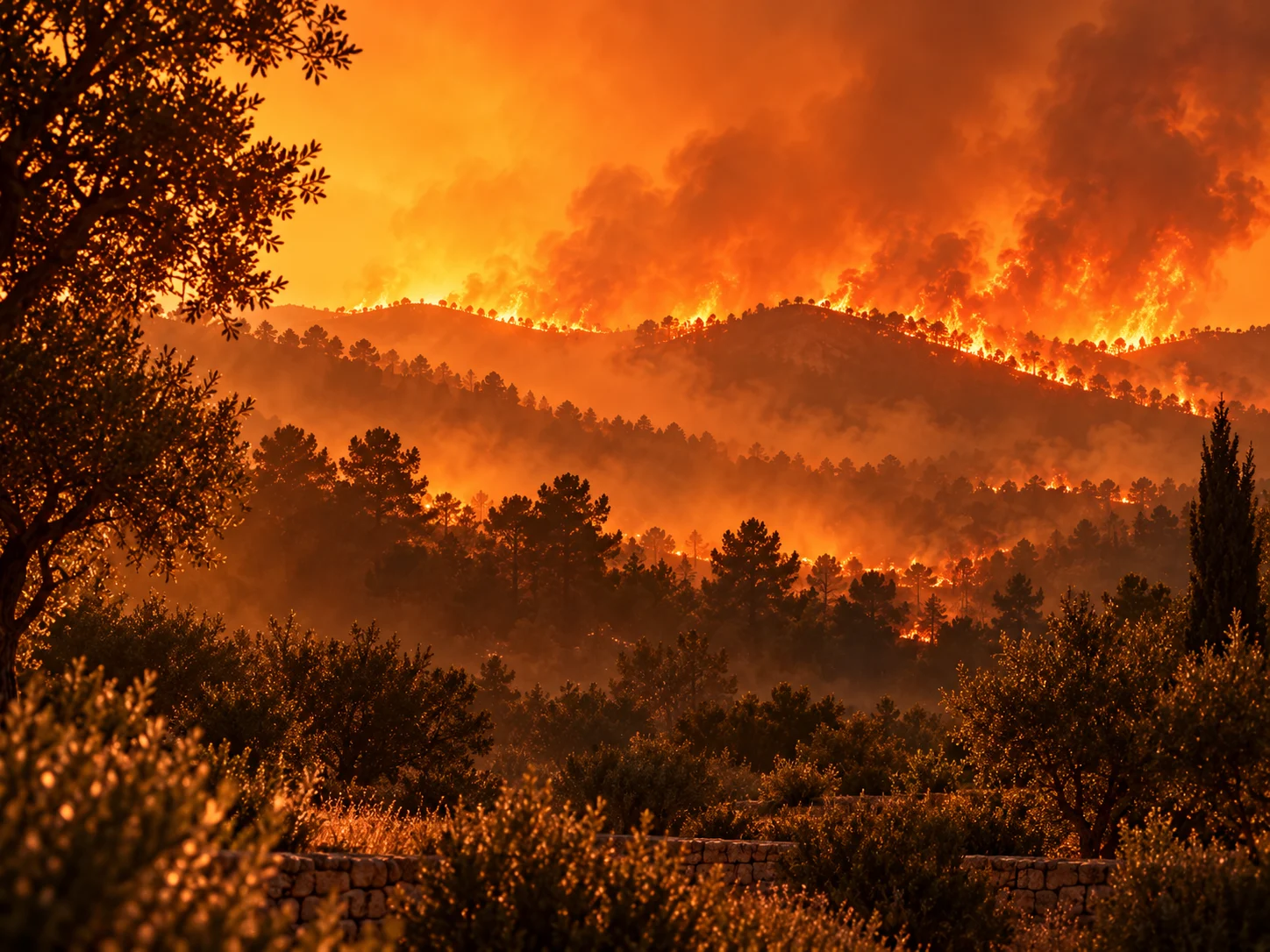 Rayonnement thermique provoqué par un feu de forêt